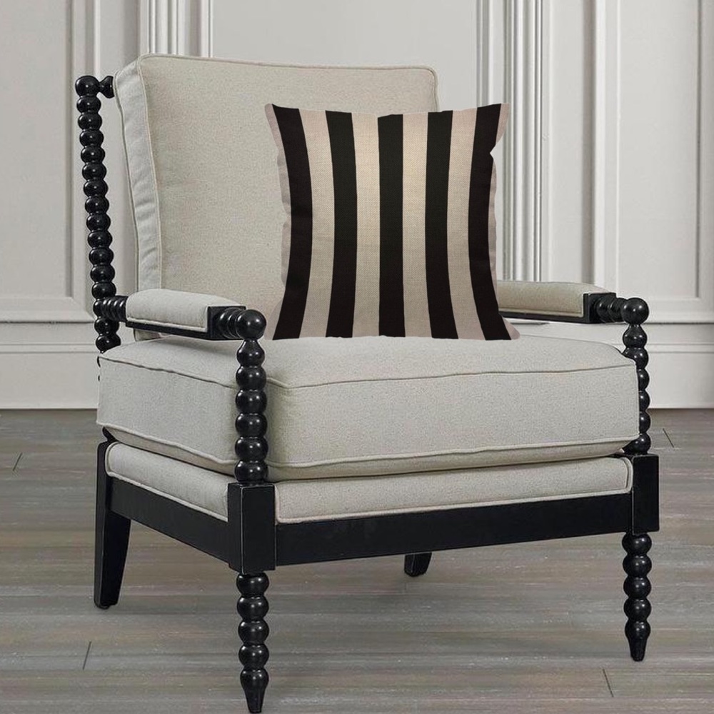 Luxury Home | Elegant Modern Black & Beige Striped Throw Pillow Cover